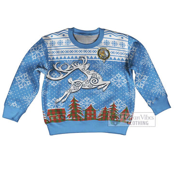 MacPhee (McPhee) Clan Christmas Kid Ugly Sweater with Tartan and Celtic Reindeer Style Kid - Tartan Vibes Clothing