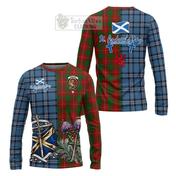 MacPhee (McPhee) Tartan Long Sleeve T-Shirt Happy St. Andrew's Day Half Tartan Style Unisex - Tartan Vibes Clothing