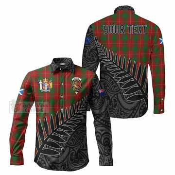 Tartan Vibes Clothing MacPhee (McPhee) Crest Tartan Long Sleeve Button Shirt with New Zealand Silver Fern Half Style