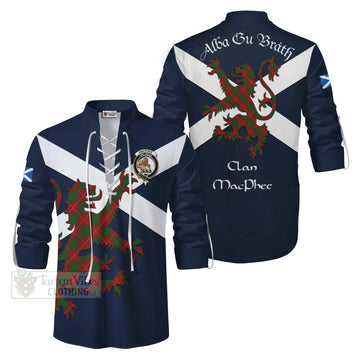 MacPhee (McPhee) Tartan Lion Rampant Ghillie Kilt Shirt Proudly Display Your Heritage with Alba Gu Brath and Clan Name Men - Tartan Vibes Clothing