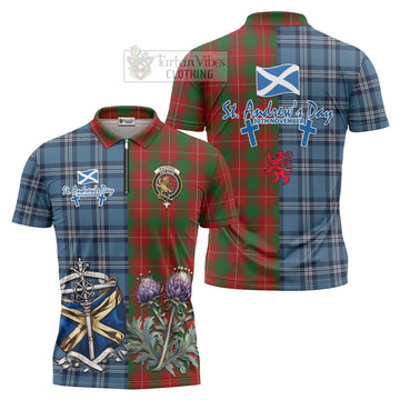 MacPhee (McPhee) Tartan Zipper Polo Shirt Happy St. Andrew's Day Half Tartan Style Unisex - Tartan Vibes Clothing