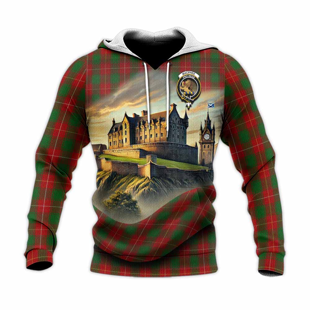 MacPhee (McPhee) Tartan Family Crest Knitted Hoodie with Scottish Ancient Castle Style Unisex Knitted Pullover Hoodie - Tartan Vibes Clothing