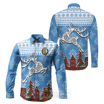 MacPhee (McPhee) Clan Christmas Long Sleeve Button Shirt Celtic Reindeer Style Men's Shirt S - Tartan Vibes Clothing