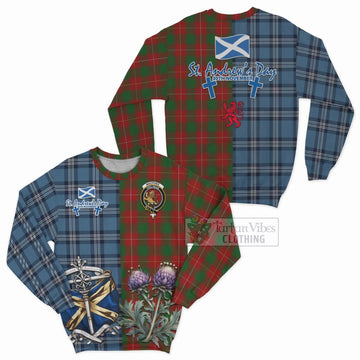 MacPhee (McPhee) Tartan Sweatshirt Happy St. Andrew's Day Half Tartan Style Unisex - Tartan Vibes Clothing