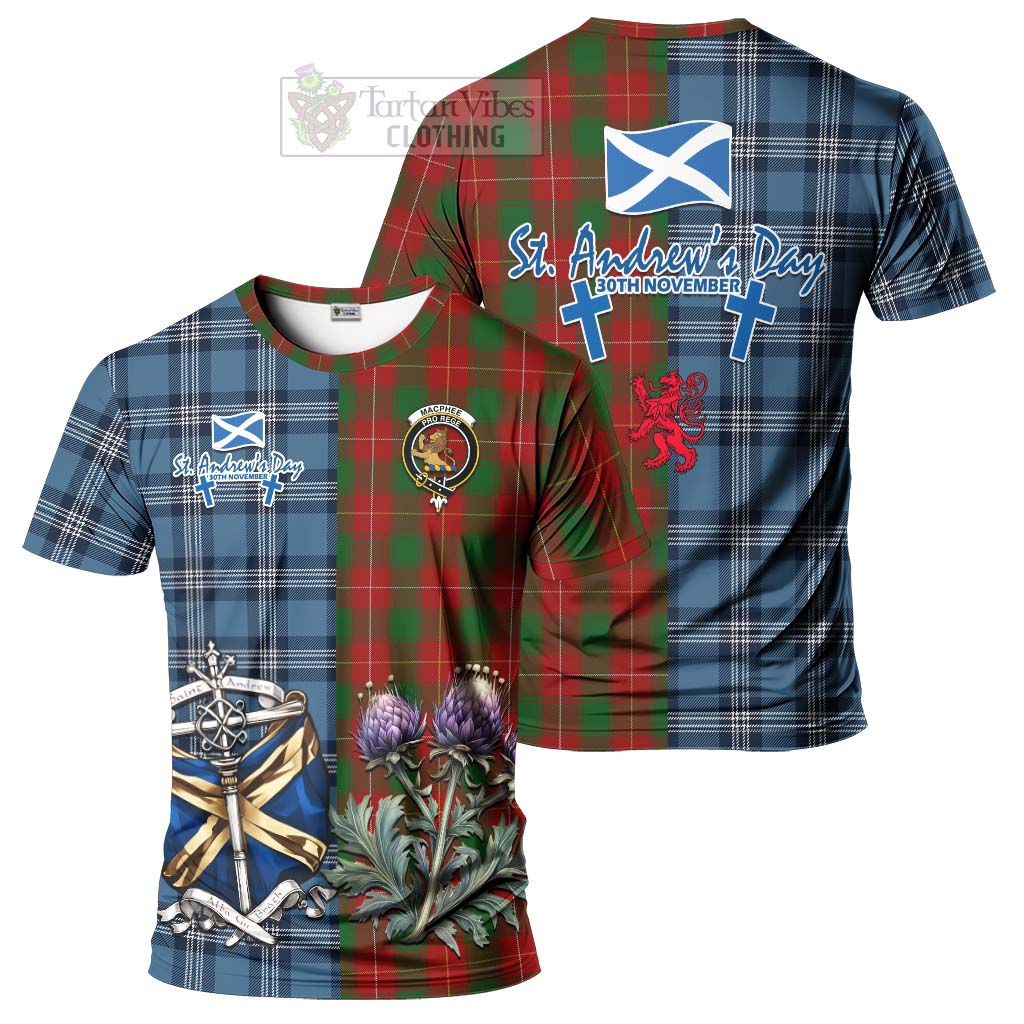 MacPhee (McPhee) Tartan T-Shirt Happy St. Andrew's Day Half Tartan Style Kid's Shirt - Tartan Vibes Clothing