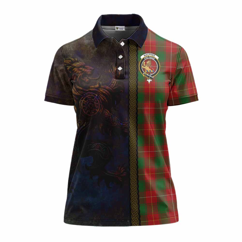 Tartan Vibes Clothing MacPhee (McPhee) Tartan Family Crest Women's Polo Shirt Alba Gu Brath Be Brave Lion Ancient Style
