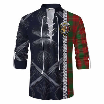 MacPhee (McPhee) Tartan Ghillie Kilt Shirt with Family Crest Cross Sword Thistle Celtic Vibes Men - Tartan Vibes Clothing