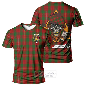 MacPhee (McPhee) Tartan T-Shirt with Family Crest and Bearded Skull Holding Bottles of Whiskey Kid's Shirt - Tartan Vibes Clothing