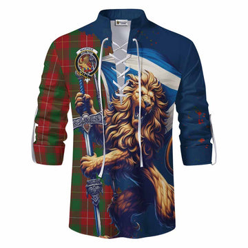 MacPhee (McPhee) Tartan Family Crest Ghillie Kilt Shirt with Scottish Majestic Lion Men - Tartan Vibes Clothing