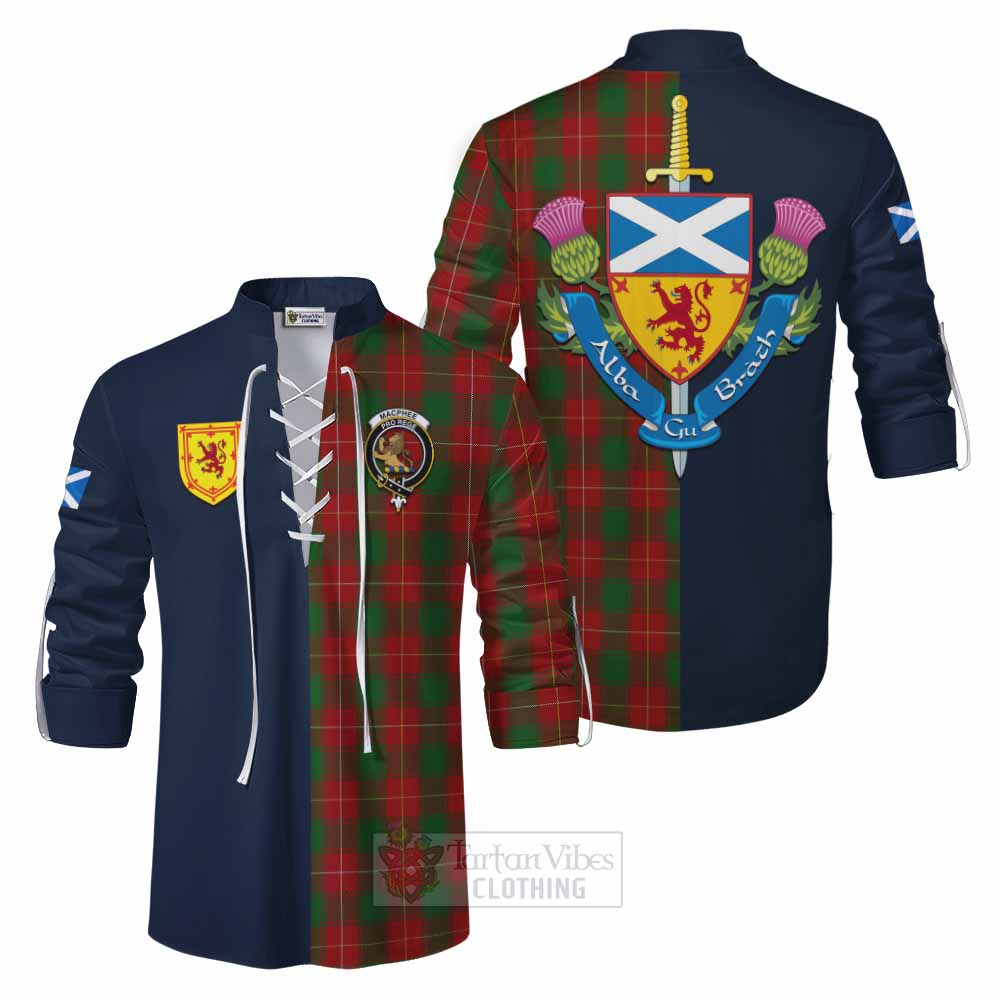 MacPhee (McPhee) Tartan Ghillie Kilt Shirt Alba with Scottish Lion Royal Arm Half Style Men - Tartan Vibes Clothing