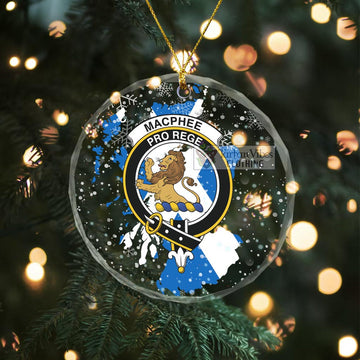 MacPhee (McPhee) Clan Crest Christmas Glass Ornament with Scotland Map Transparent Glass Circle - 2D-tartanvibesclothing