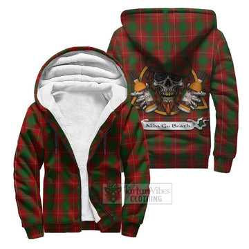 MacPhee (McPhee) Tartan Sherpa Hoodie with Family Crest and Bearded Skull Holding Bottles of Whiskey Unisex S - Tartan Vibes Clothing