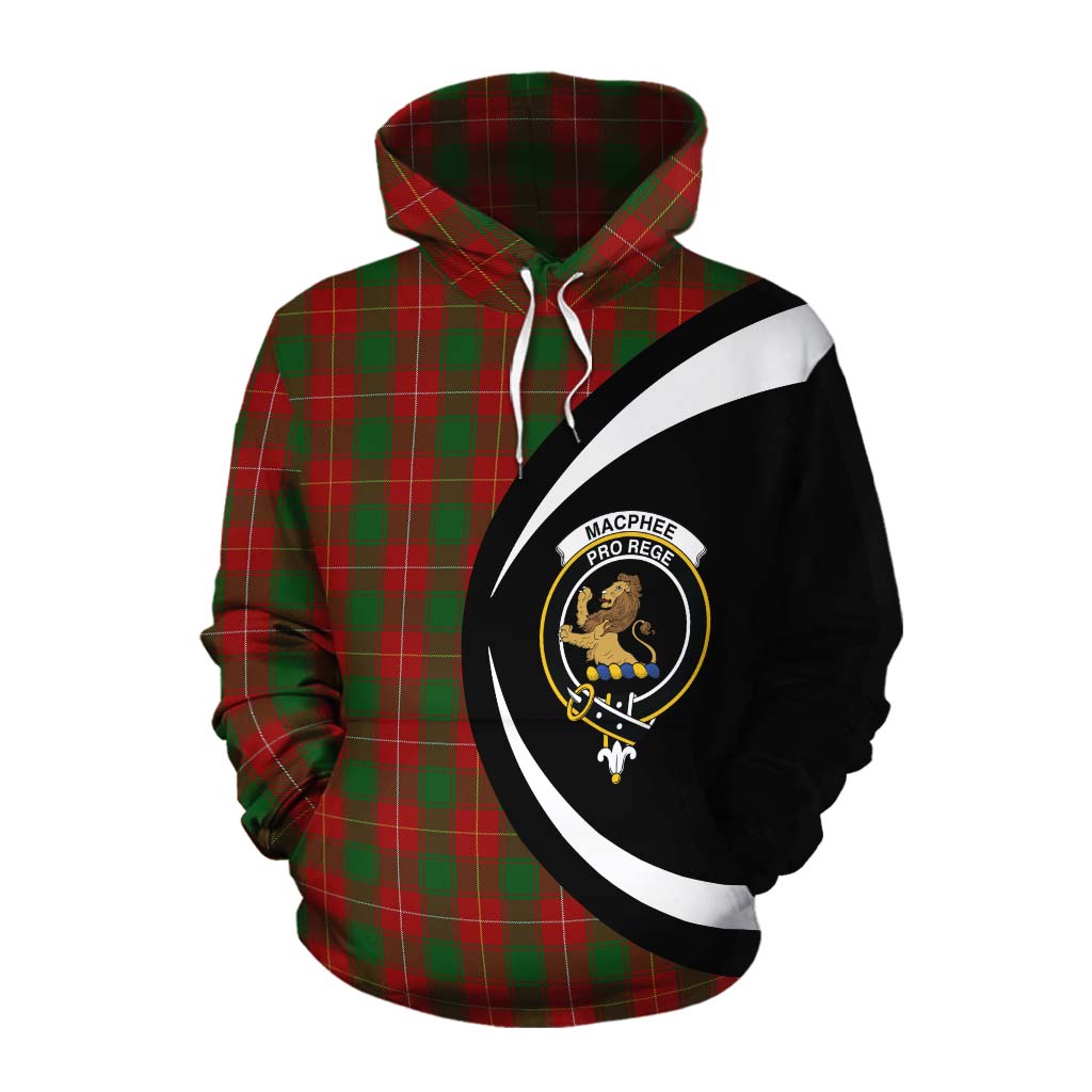 MacPhee (McPhee) Tartan Cotton Hoodie with Family Crest Circle Style Pullover Hoodie XS - Tartan Vibes Clothing