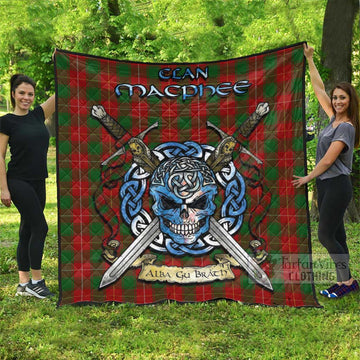 MacPhee (McPhee) Tartan Quilt with Celtic Skull Alba Gu Brath Style Super King Quilt 91" x 110" - Tartan Vibes Clothing