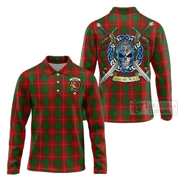 MacPhee (McPhee) Tartan Long Sleeve Polo Shirt with Family Crest Celtic Skull Style Unisex - Tartan Vibes Clothing