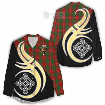 MacPhee (McPhee) Tartan Women's Casual Shirt with Family Crest and Celtic Symbol Style - Tartan Vibes Clothing