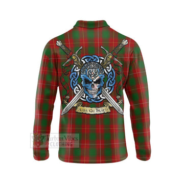 MacPhee (McPhee) Tartan Long Sleeve Polo Shirt with Family Crest Celtic Skull Style - Tartan Vibes Clothing