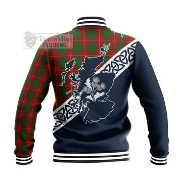 MacPhee (McPhee) Tartan Baseball Jacket Featuring Thistle and Scotland Map - Tartan Vibes Clothing