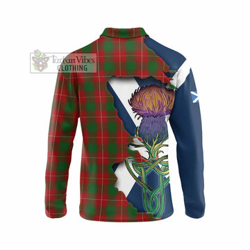 Tartan Vibes Clothing MacPhee (McPhee) Tartan Family Crest Long Sleeve Polo Shirt Scottish Thistle Celtic Inspired