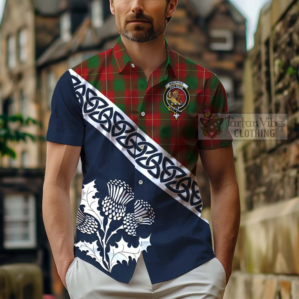MacPhee (McPhee) Tartan Hawaiian Shirt Featuring Thistle and Scotland Map - Tartan Vibes Clothing