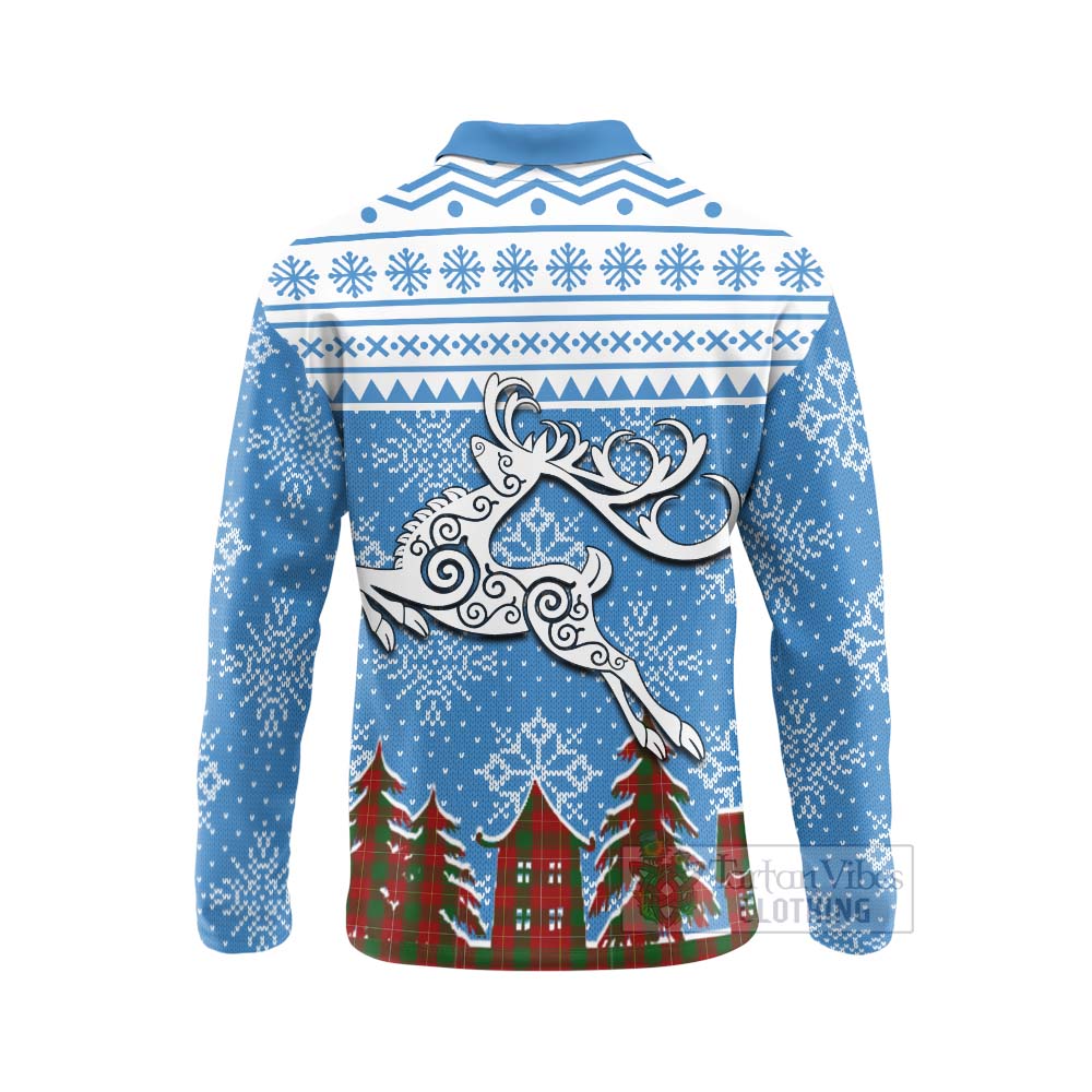 MacPhee (McPhee) Clan Christmas Long Sleeve Polo Shirt Celtic Reindeer Style - Tartan Vibes Clothing