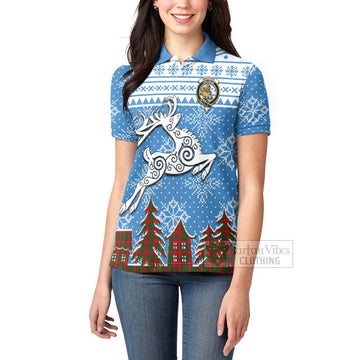 MacPhee (McPhee) Clan Christmas Women's Polo Shirt Celtic Reindeer Style - Tartan Vibes Clothing