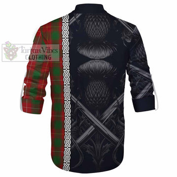 MacPhee (McPhee) Tartan Ghillie Kilt Shirt with Family Crest Cross Sword Thistle Celtic Vibes - Tartan Vibes Clothing