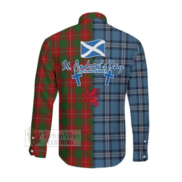 MacPhee (McPhee) Tartan Long Sleeve Button Shirt Happy St. Andrew's Day Half Tartan Style Men's Shirt - Tartan Vibes Clothing
