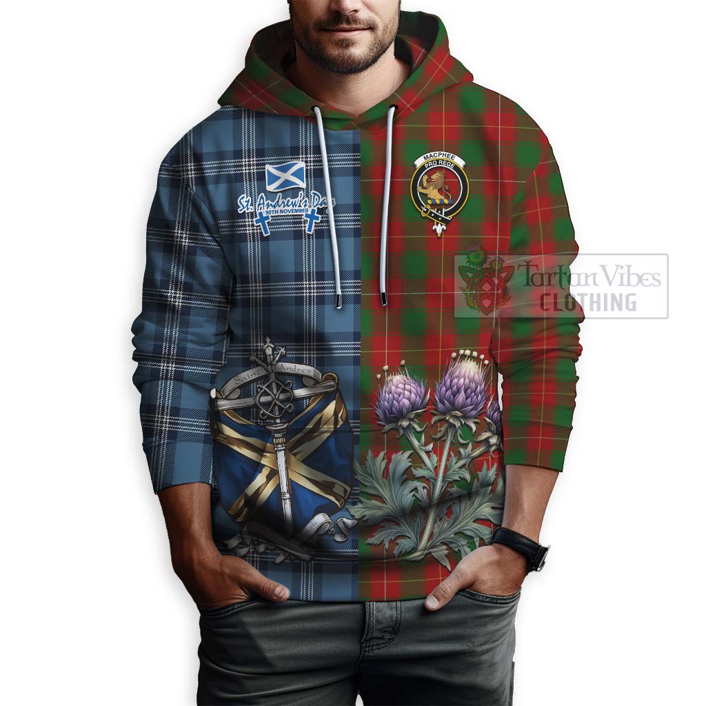 MacPhee (McPhee) Tartan Hoodie Happy St. Andrew's Day Half Tartan Style - Tartan Vibes Clothing