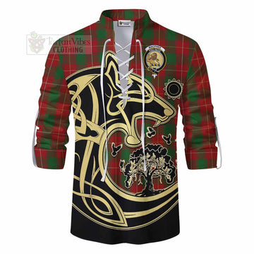 MacPhee (McPhee) Tartan Ghillie Kilt Shirt with Family Crest Celtic Wolf Style - Tartan Vibes Clothing