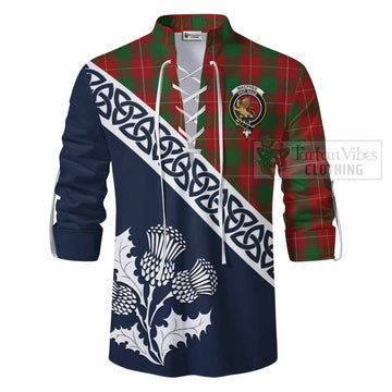 MacPhee (McPhee) Tartan Ghillie Kilt Shirt Featuring Thistle and Scotland Map - Tartan Vibes Clothing