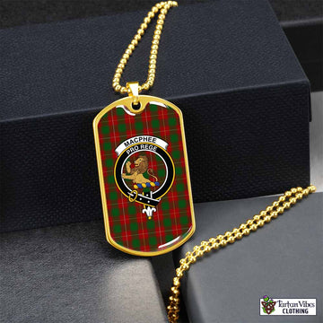 Tartan Vibes Clothing MacPhee (McPhee) Tartan Dog Tag Necklace with Family Crest