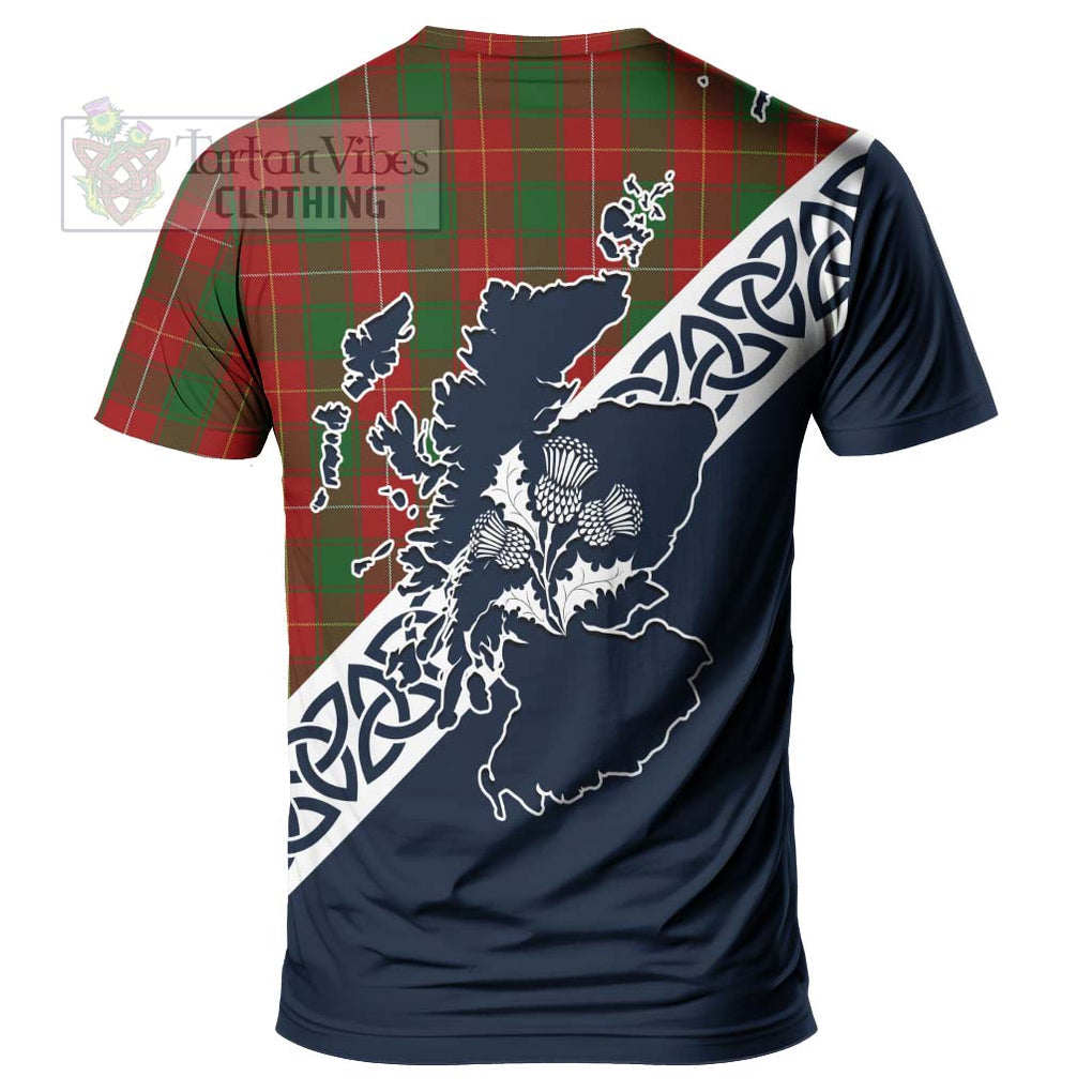 MacPhee (McPhee) Tartan T-Shirt Featuring Thistle and Scotland Map - Tartanvibesclothing Store