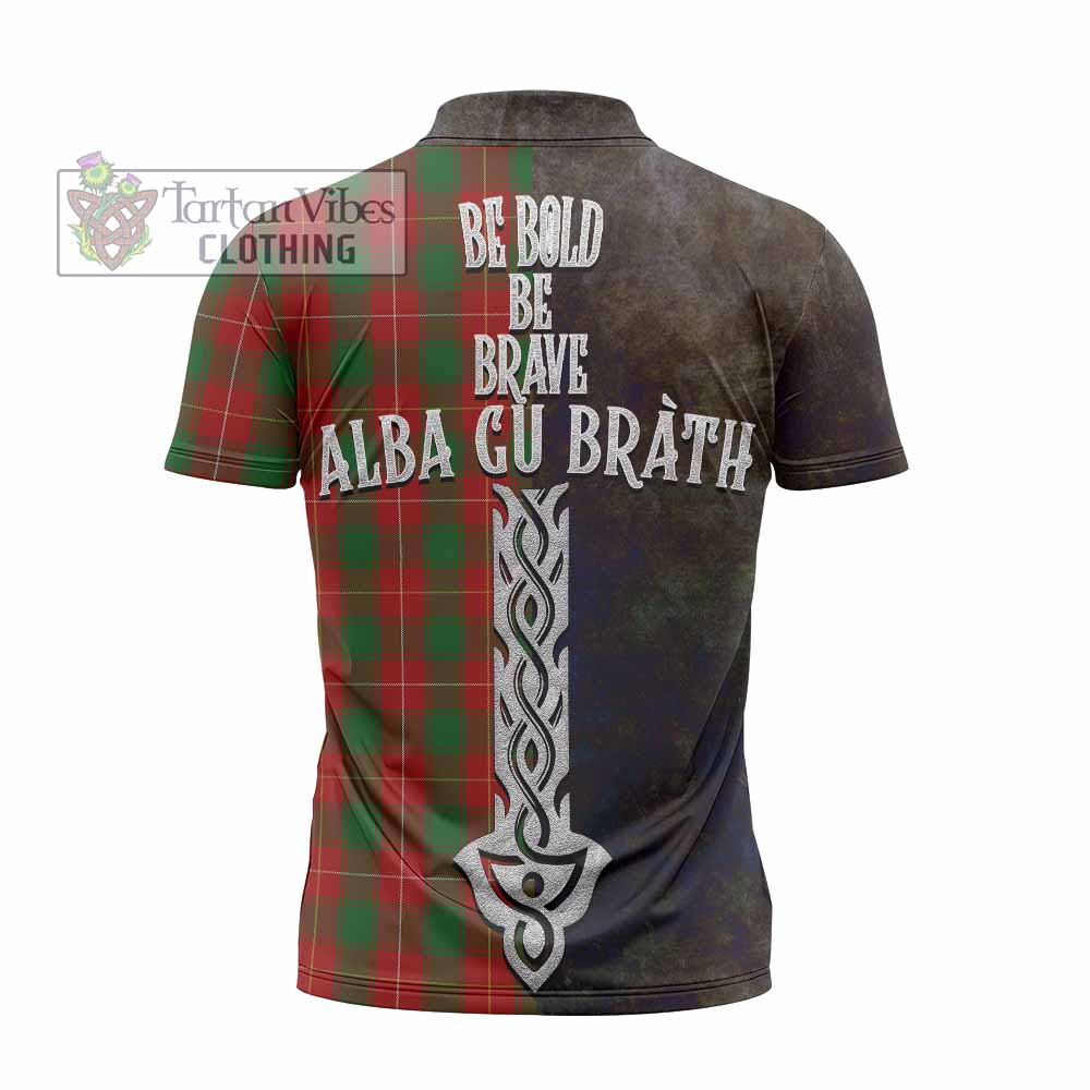 Tartan Vibes Clothing MacPhee (McPhee) Tartan Family Crest Zipper Polo Shirt Alba Gu Brath Be Brave Lion Ancient Style