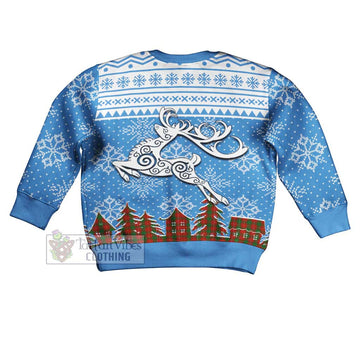 MacPhee (McPhee) Clan Christmas Kid Ugly Sweater with Tartan and Celtic Reindeer Style - Tartan Vibes Clothing