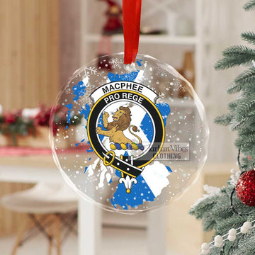 MacPhee (McPhee) Clan Crest Christmas Glass Ornament with Scotland Map - 2D-tartanvibesclothing