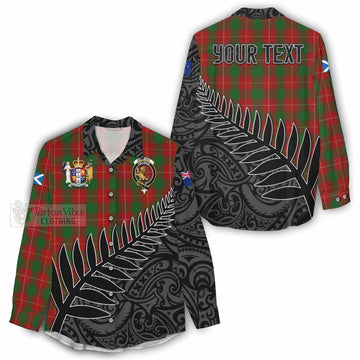 Tartan Vibes Clothing MacPhee (McPhee) Crest Tartan Women's Casual Shirt with New Zealand Silver Fern Half Style