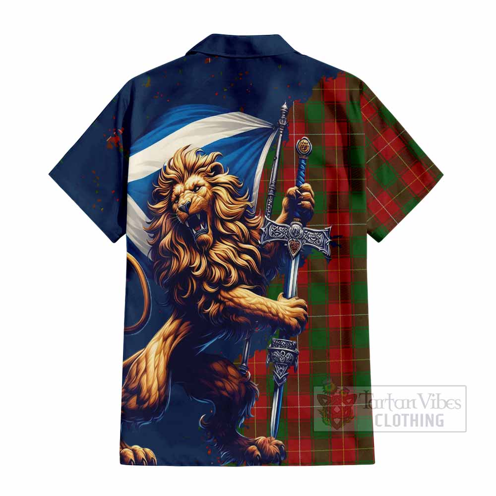 MacPhee (McPhee) Tartan Family Crest Hawaiian Shirt with Scottish Majestic Lion - Tartan Vibes Clothing