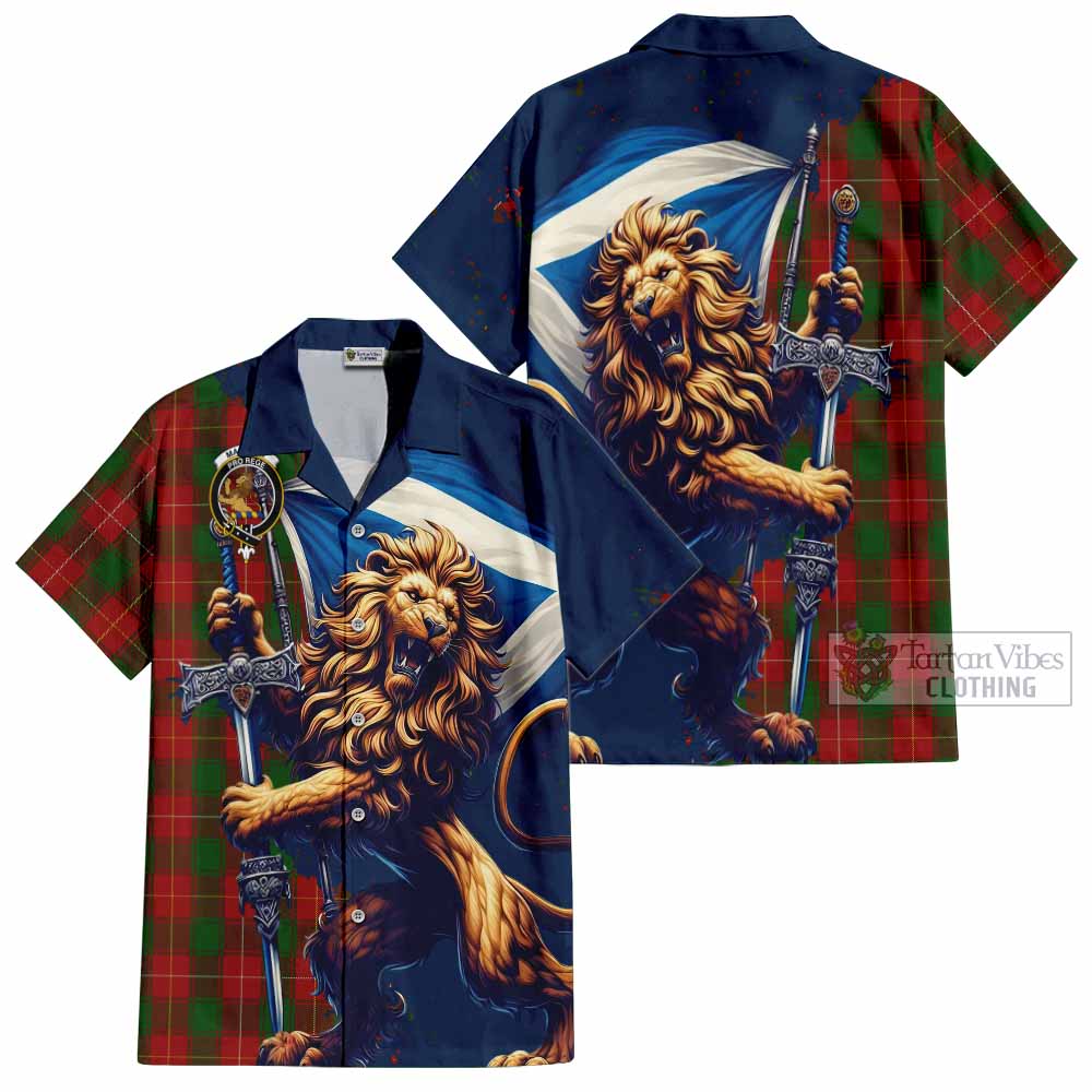 MacPhee (McPhee) Tartan Family Crest Hawaiian Shirt with Scottish Majestic Lion - Tartan Vibes Clothing