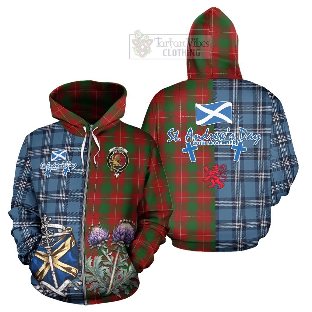 MacPhee (McPhee) Tartan Hoodie Happy St. Andrew's Day Half Tartan Style - Tartan Vibes Clothing