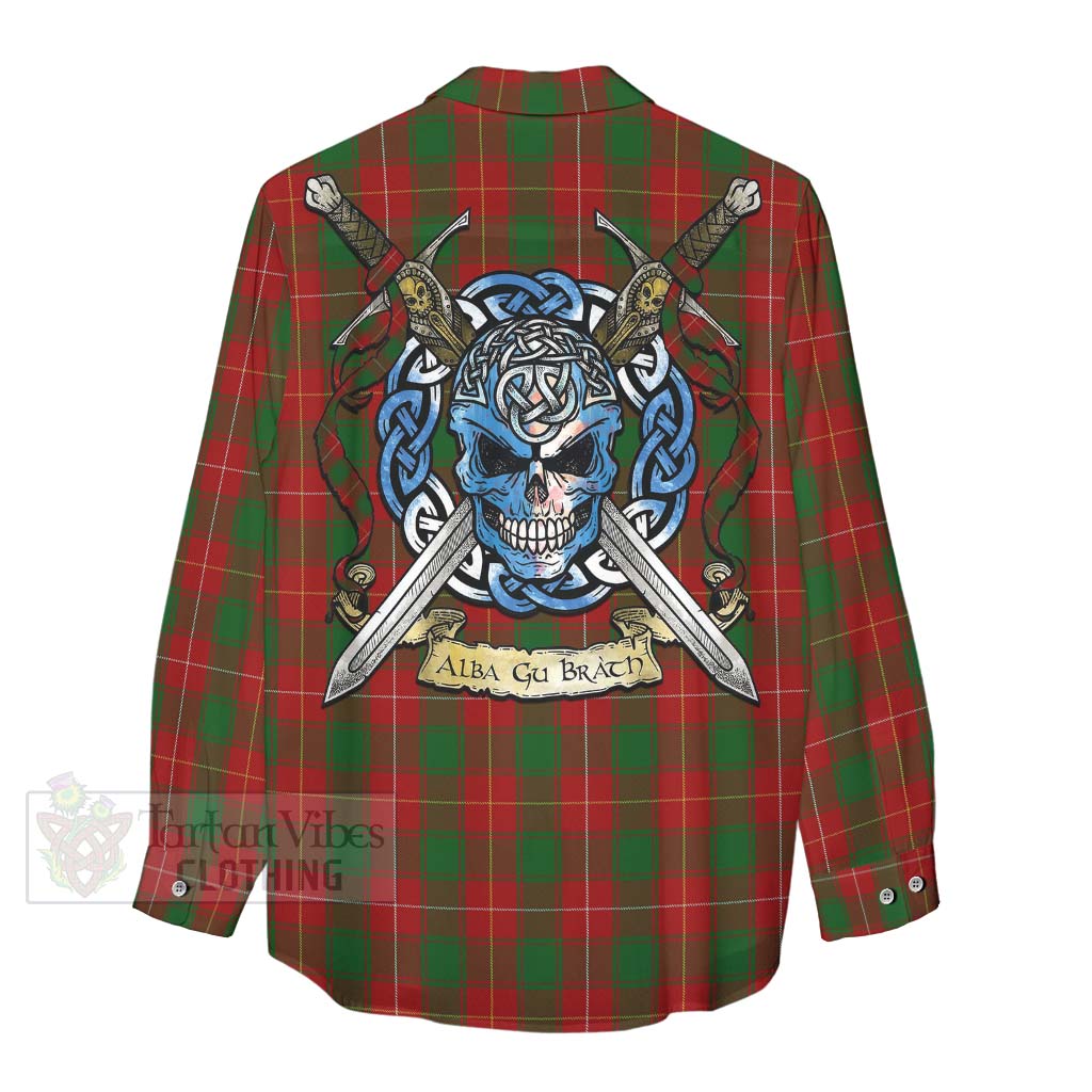 MacPhee (McPhee) Tartan Women's Casual Shirt with Family Crest Celtic Skull Style - Tartan Vibes Clothing