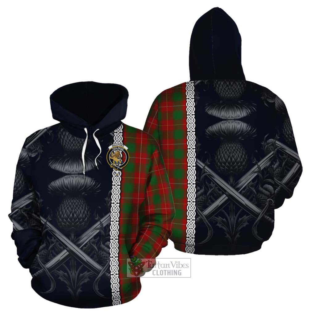 MacPhee (McPhee) Tartan Cotton Hoodie with Family Crest Cross Sword Thistle Celtic Vibes - Tartan Vibes Clothing