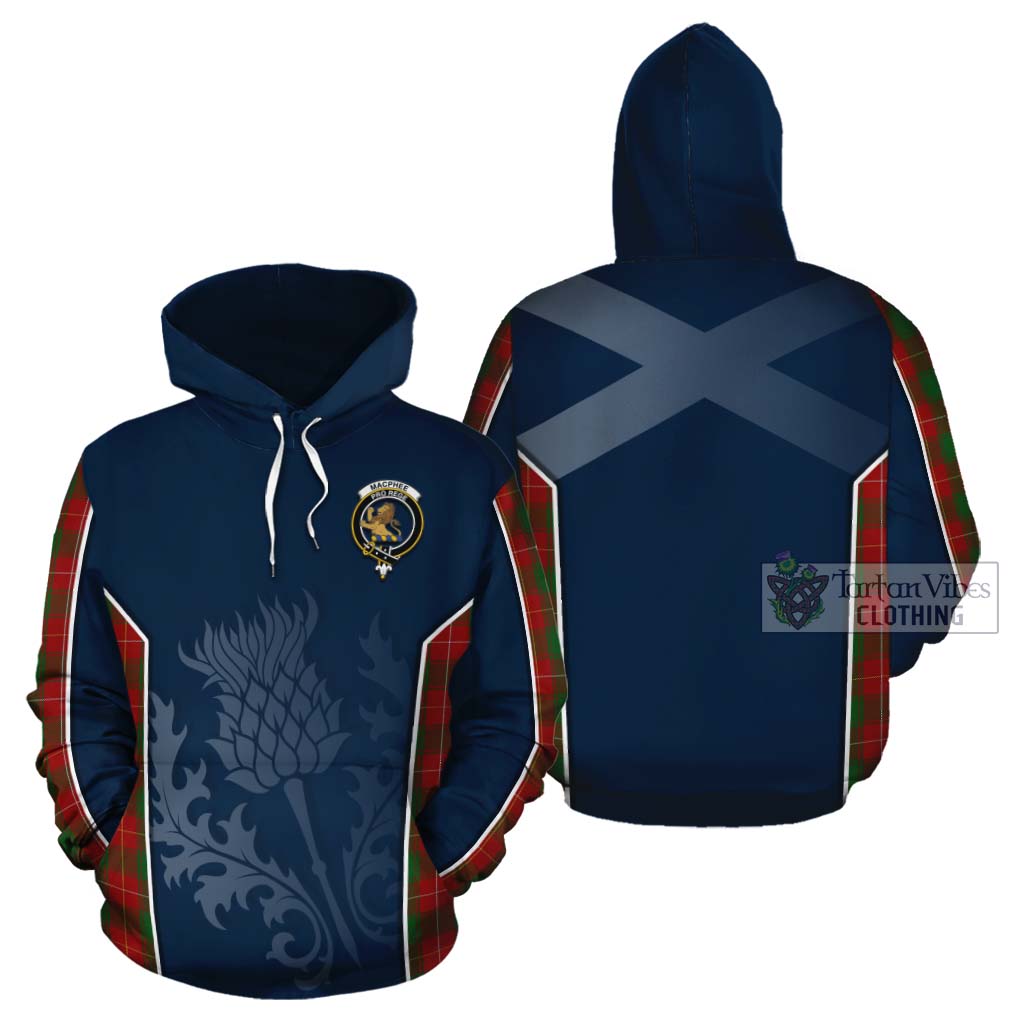Tartan Vibes Clothing MacPhee (McPhee) Tartan Cotton Hoodie with Family Crest and Scottish Thistle Vibes Sport Style