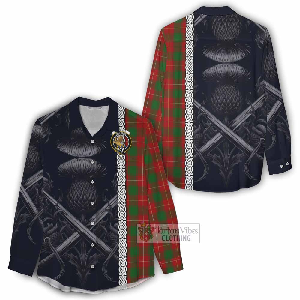 MacPhee (McPhee) Tartan Women's Casual Shirt with Family Crest Cross Sword Thistle Celtic Vibes - Tartan Vibes Clothing