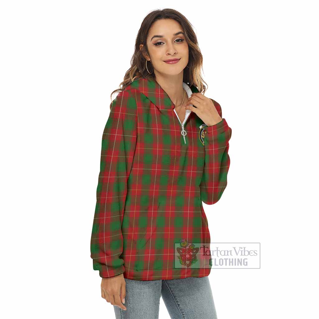 MacPhee (McPhee) Tartan Women's Borg Fleece Hoodie with Half Zip with Family Crest - Tartan Vibes Clothing