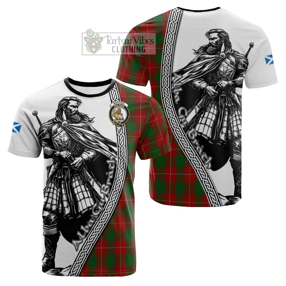 MacPhee (McPhee) Tartan Clan Crest Cotton T-shirt with Highlander Warrior Celtic Style