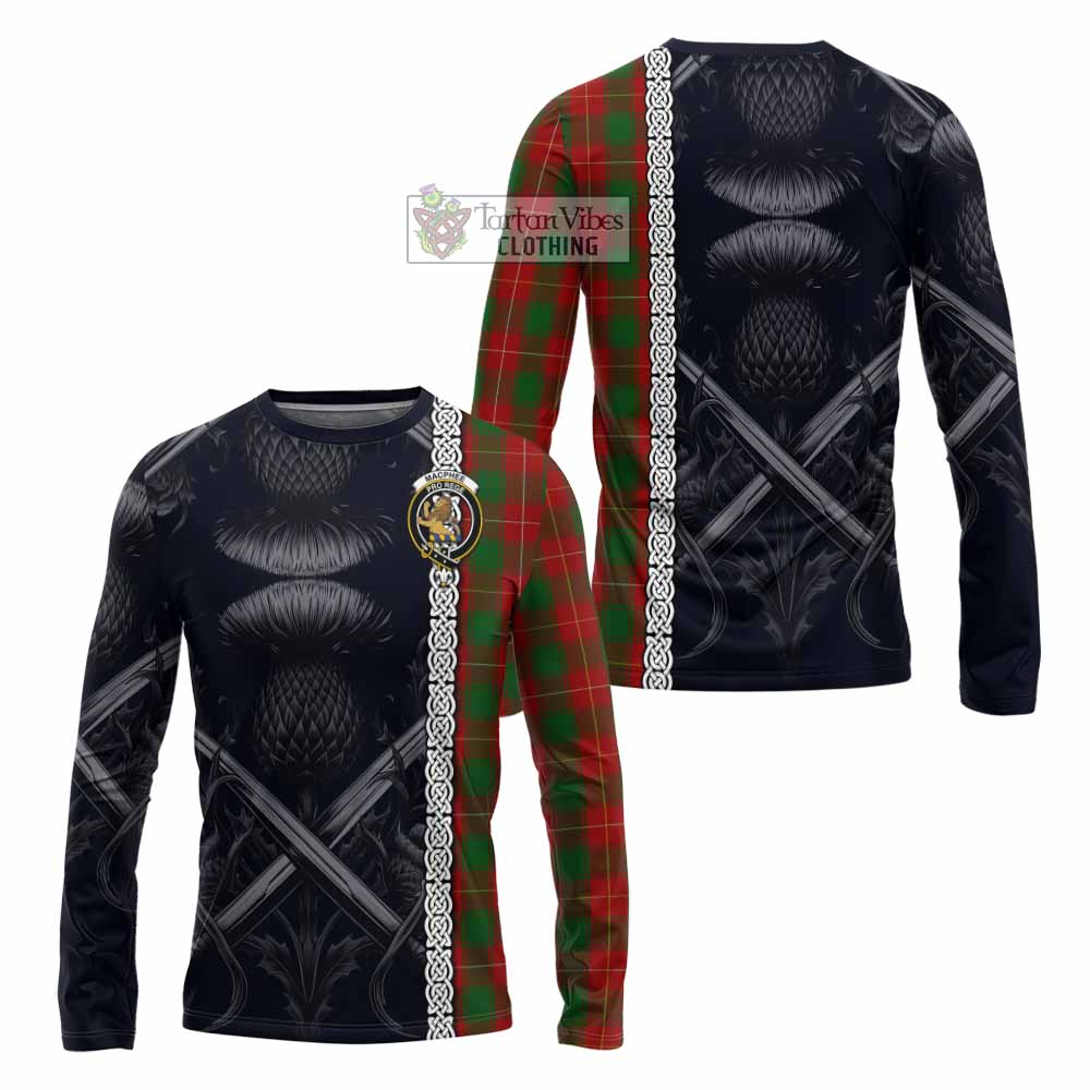 MacPhee (McPhee) Tartan Long Sleeve T-Shirt with Family Crest Cross Sword Thistle Celtic Vibes - Tartan Vibes Clothing