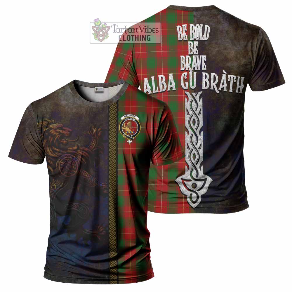 Tartan Vibes Clothing MacPhee (McPhee) Tartan Family Crest T-Shirt Alba Gu Brath Be Brave Lion Ancient Style