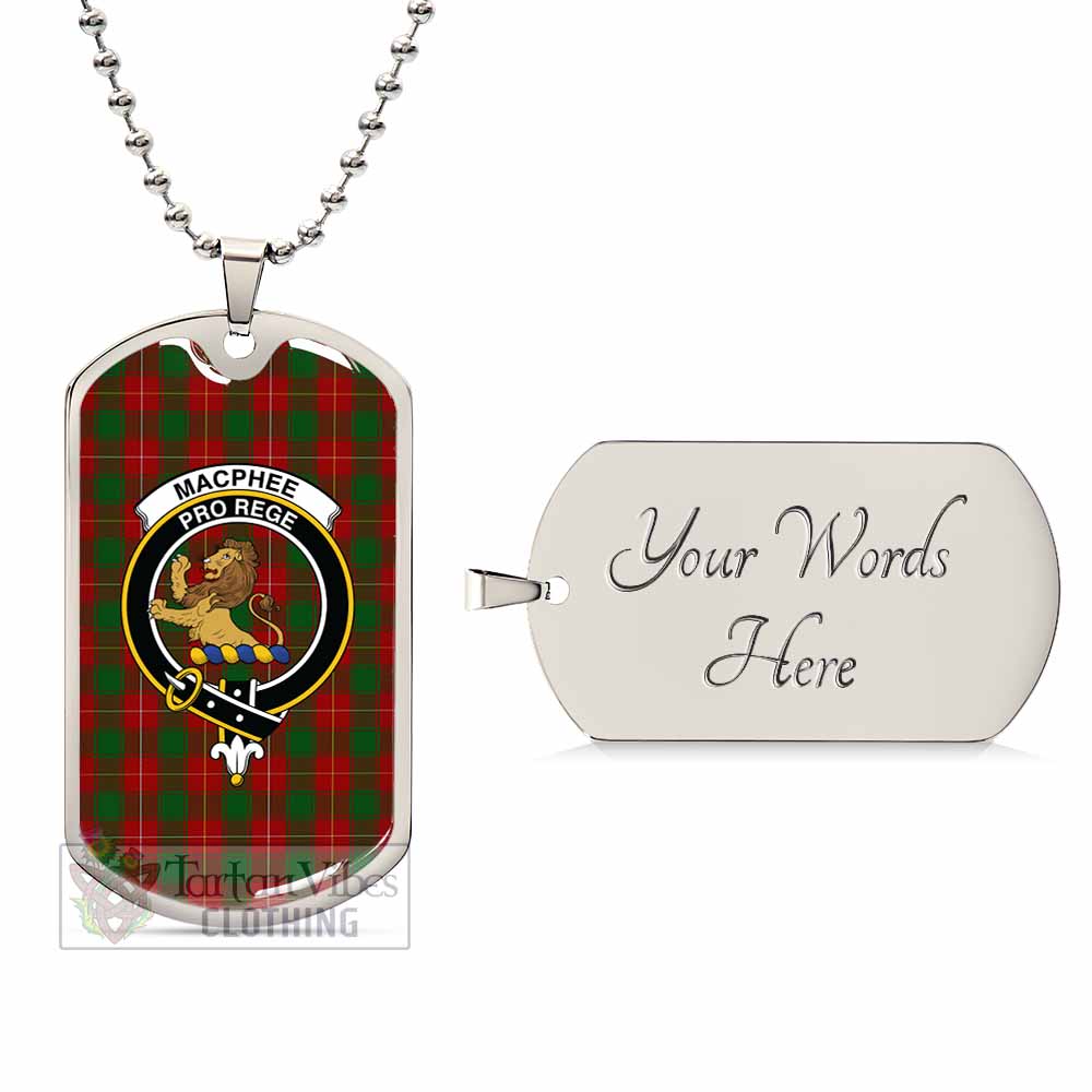 MacPhee (McPhee) Tartan Dog Tag Necklace with Family Crest Silver Yes - Tartan Vibes Clothing