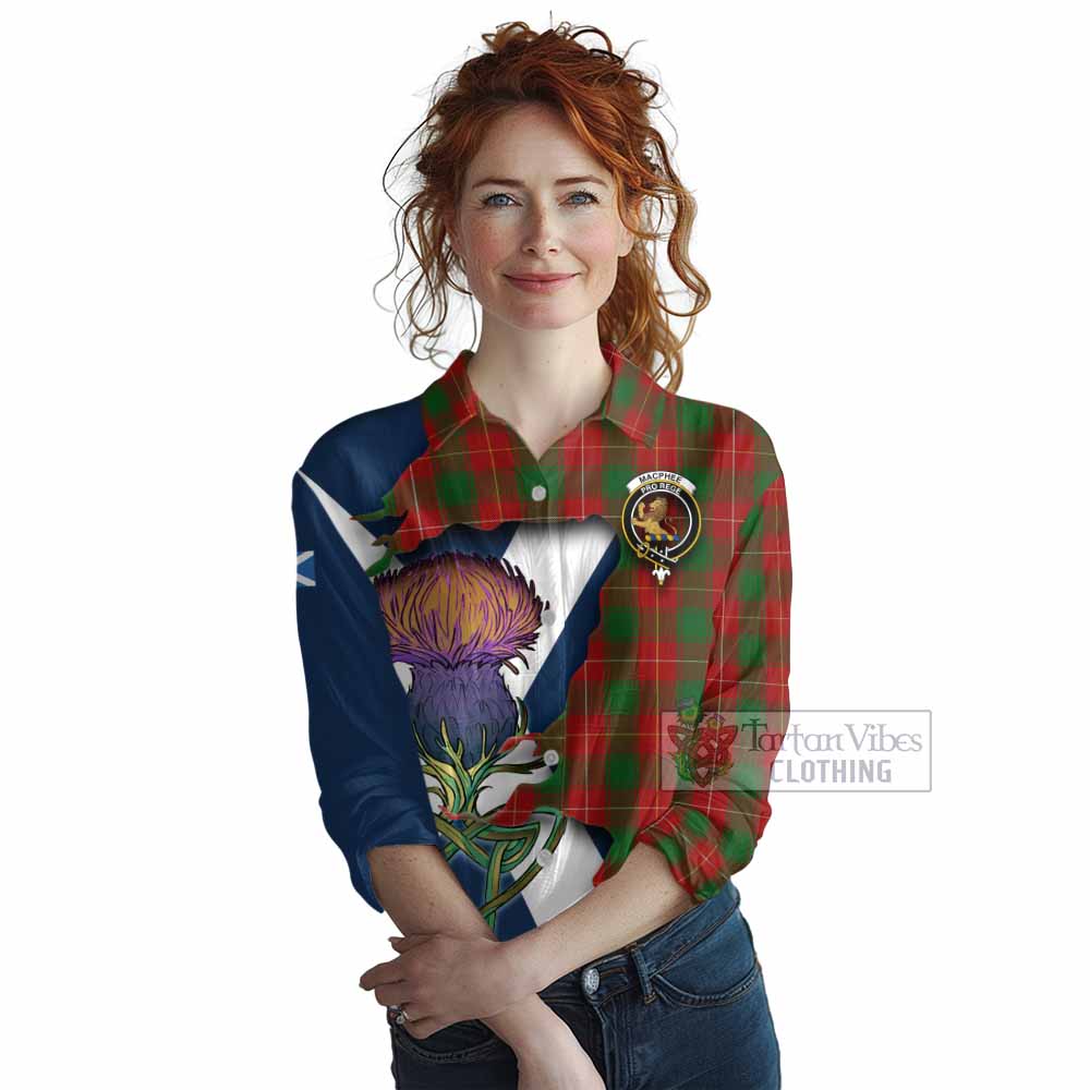 Tartan Vibes Clothing MacPhee (McPhee) Tartan Family Crest Women's Casual Shirt Scottish Thistle Celtic Inspired